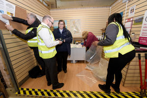Trading standards officials inside the office