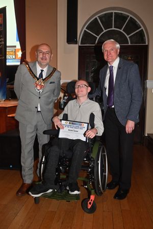 Mayor Craig Collingswood and Awards Chairman Mel Eves with Richie Tanner.