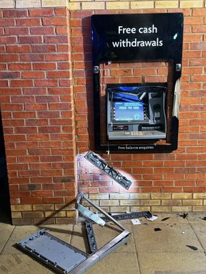 A cash machine in Market Drayton has been damaged. Picture: Market Drayton Fire Station