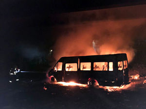 Supporting image for story: Black Country New Road shut after minibus torched in blaze