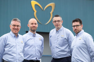 Alloy Wire International’s chairman Mark Venables, managing director Tom Mander, finance director Adam Shaw, and technical director Andrew Du Plessis outside their factory in Brierley Hill
