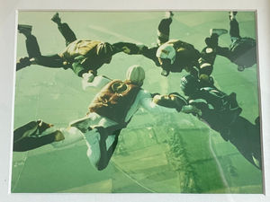 Emily's dad, Laurence Labhart, in formation mid-air in the 1980s.