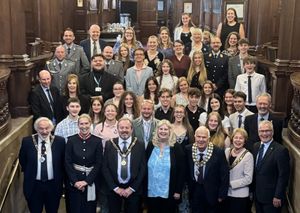 SCC Chairman Paul Williams welcomed the teenagers to County Buildings in Stafford.