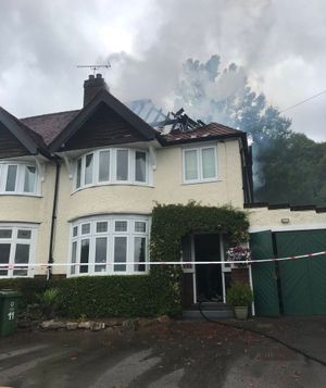 The house fire in Billy Bunns Lane, Wombourne, this morning. Photo: Wolverhampton Fire Station