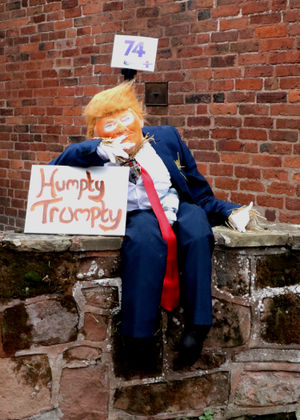 A scarecrow named 'Humpty Trumpty', designed to resemble Donald Trump at the Pattingham Scarecrow Festival