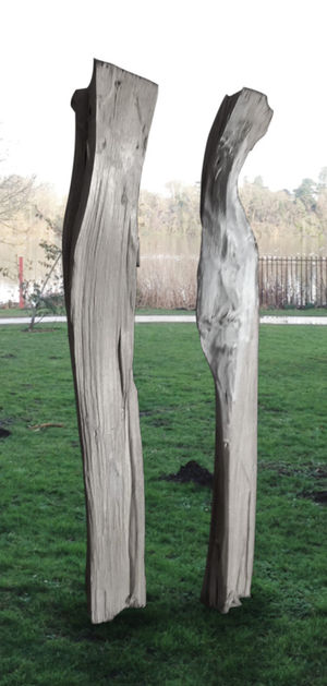 A digital impression, by Tim Johnson, of Nick Eames’ abstract sculpture The Sisters