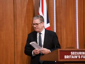 Sir Keir Starmer delivering a speech in Downing Street