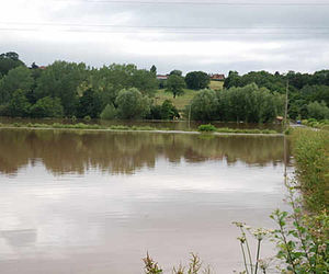 The view of the flood just above the bridge at Eastham.  Photo: Frances Meier.