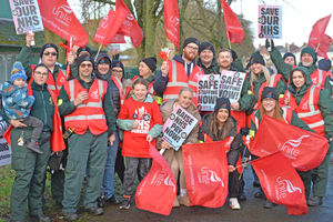 Picket lines at the Dudley Ambulance hub on Burton road