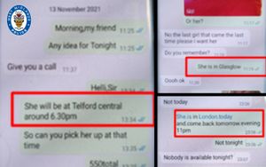 Messages showed that he knew where girls were in the country.