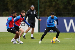 Pipa tries to get out of a tight space (Photo by Adam Fradgley/West Bromwich Albion FC via Getty Images).