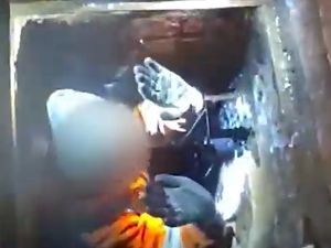 Supporting image for story: Watch: Dramatic moment underground metal theft suspect is arrested after climbing up through manhole in Birmingham