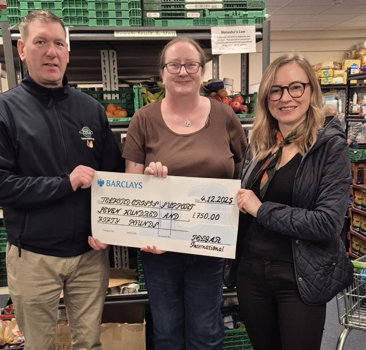 Telford pest control manufacturer makes &pound;750 donation to Telford food bank and crisis support charity