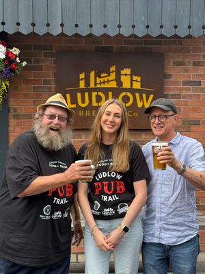 Alan Powell, former licensee of The Nelson, Molly Walters (Ludlow Brewery) and Martin Clemmey (Vice Chair of Ludlow Food Festival)
