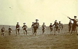 1915: The youngsters are in high spirits as they charge. Pictures courtesy of Shrewsbury School