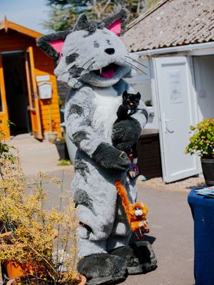 Micky ready to great everyone with his teddies