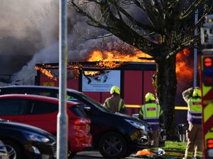 Firefighters tackle the blaze on the Blairlinn Industrial Estate in Cumbernauld