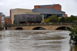 The river near to Shrewsbury's Theatre Severn and the Welsh Bridge