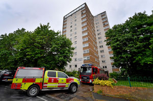 Fire crews in Green Street, Stourbridge, on the day of the blaze