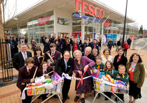 Joan opens Madeley's Tesco store in March 2010.