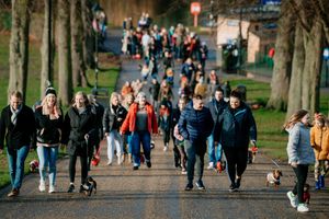 Festive Sausage Dog meet up and walk at The Quarry in Shrewsbury. Organised via Shrewsbury Sausage Social