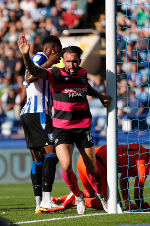 Ryan Bowman of Shrewsbury Town celebrates after scoring a goal to make it 1-1. (AMA)