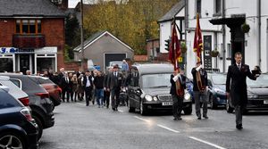 The military funeral of Northern Ireland veteran Luke Smith, at St Michael's and All Angels Church, Penkridge.