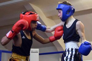 Patience - Priory Park's Blake Clarke picks his shots as Wednesbury's Mo Ali wades in during their area decider.