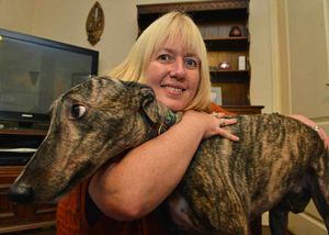 Hayley Bradley with one of her rescued dogs