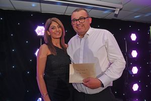 BUSINESS COPYRIGHT NATIONAL WORLD TIM STURGESS 13/11/24.  Ladder for the Black Country  Apprentice Awards 2024 .The Richardson Suite at West Bromwich Football Club. Pictured, Star Scaffolding win medium employer presented by Cllr Pardeep Kaur.