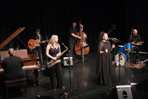 Lady Nade and her band appearing at The Edge Arts Centre in Much Wenlock on Saturday. Photo: Bob May