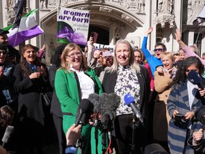 For Women Scotland campaigners celebrating outside the Supreme Court