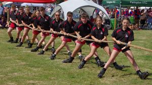 Aberedw YFC in action at Tenbury Show at the Tug of War finals