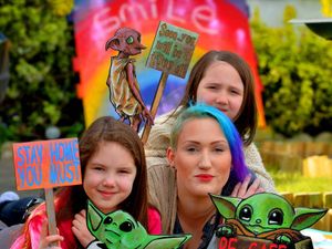 Supporting image for story: Perton woman makes Harry Potter and Star Wars signs amid coronavirus
