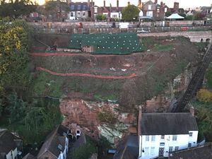 Supporting image for story: Striking drone pictures show progress on £750,000 Bridgnorth town walls work as expected completion date is announced