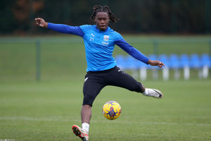 Brandon Thomas-Asante fires towards goal (Photo by Adam Fradgley/West Bromwich Albion FC via Getty Images).