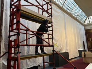 Scaffolding has gone up inside the mansion. Picture: National Trust