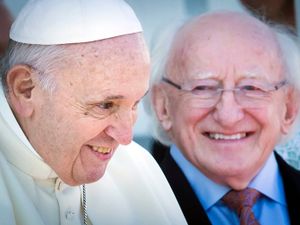 Pope Francis and Irish President Michael D Higgins during his visit to Ireland