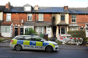 Investigators remained at the scene on Monday