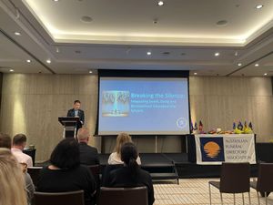 John Adams presenting at the AFDA Conference in Vietnam earlier this year. Title of speech 'Breaking The Silence'