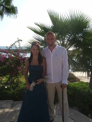 Holly with her father at a family wedding in Cyprus in 2009