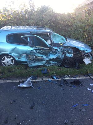 One of the cars involved.