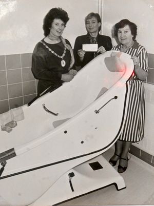 Pauline at the Westlands Welfare Home with new bath equipment during her year as mayor.