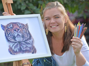 Supporting image for story: Dudley Zoo tiger Joao is the star of competition finalist Tara's artwork
