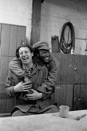 Having a laugh at a Bilston steelworks. Pic: Nick Hedges.