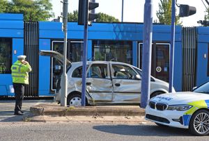 The Vauxhall car was badly damaged in the crash