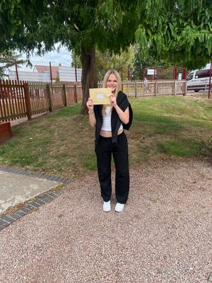 Keeley Borkowski celebrates her GCSE results at Tenbury High Ormiston Academy.