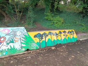 Graffiti on the mural. Photo: Friends of Abbey Street Park "Gornal Rec"