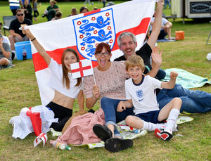 Diana and Simon Norvock, with Evelyn, aged 11, and Zephyr, aged 8, from Sheffield, who came for the Commonwealth Games