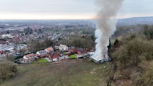 Smoke seen coming from the building